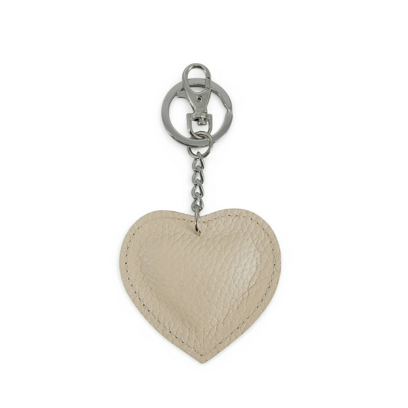 Grained leather keychain COEUR SILVER Clear mole