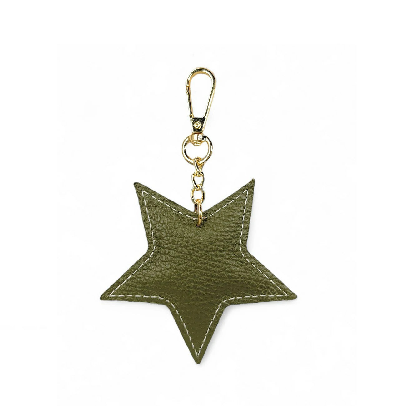 Porte-clés en cuir grainé ETOILE Kaki