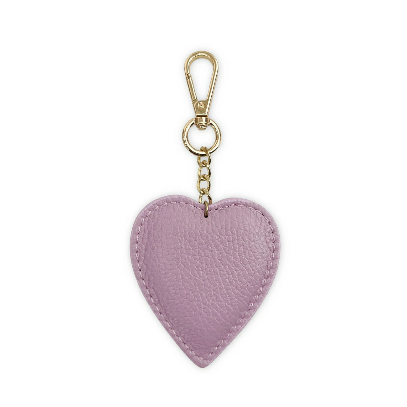 Grained leather keychain COEUR English green