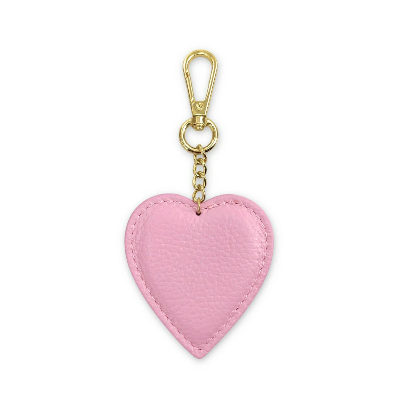 Porte-clés en cuir grainé COEUR Rose pastel