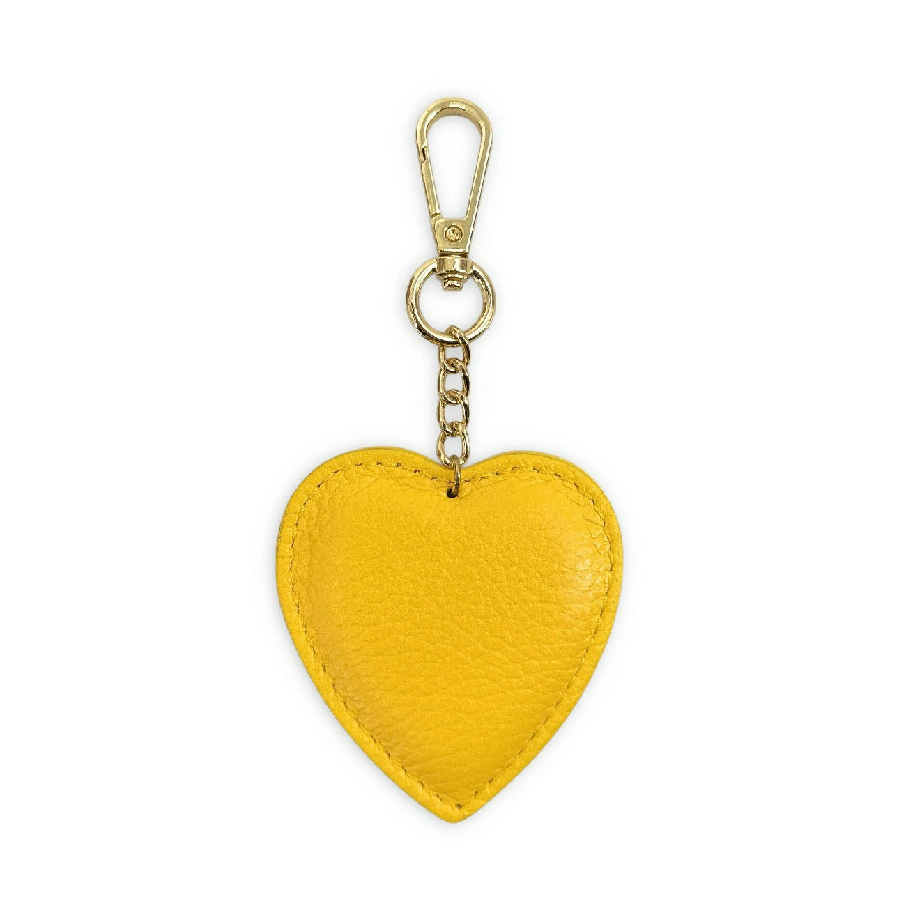 Grained leather keychain COEUR English green