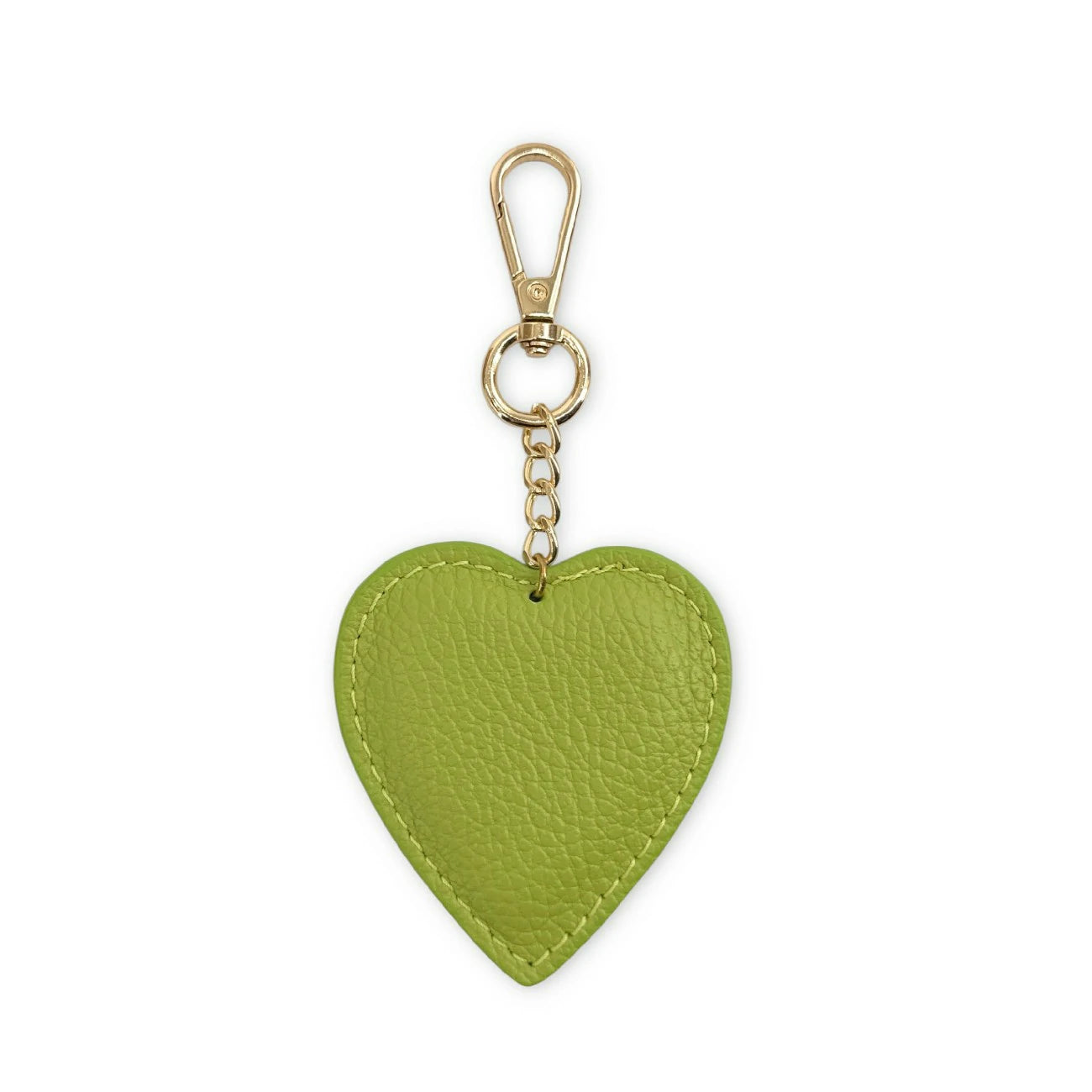 Grained leather keychain COEUR English green