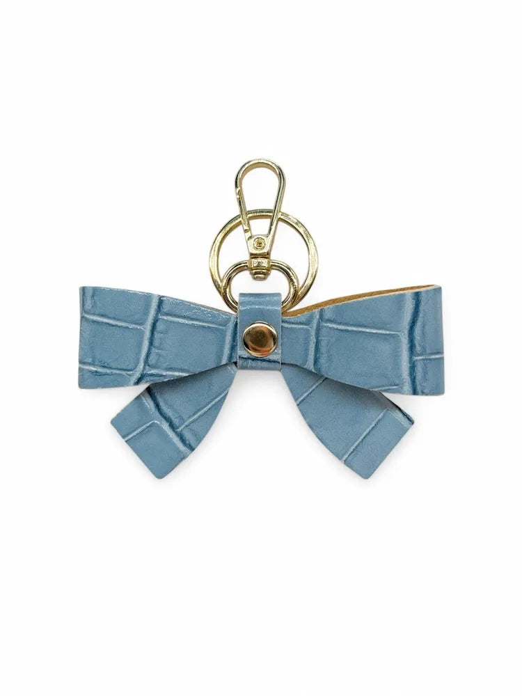 Porte-clés en cuir à motif crocodile FARFALA CROCO Bleu glacier