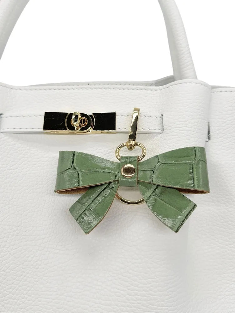 Porte-clés en cuir à motif crocodile FARFALA CROCO Vert amande
