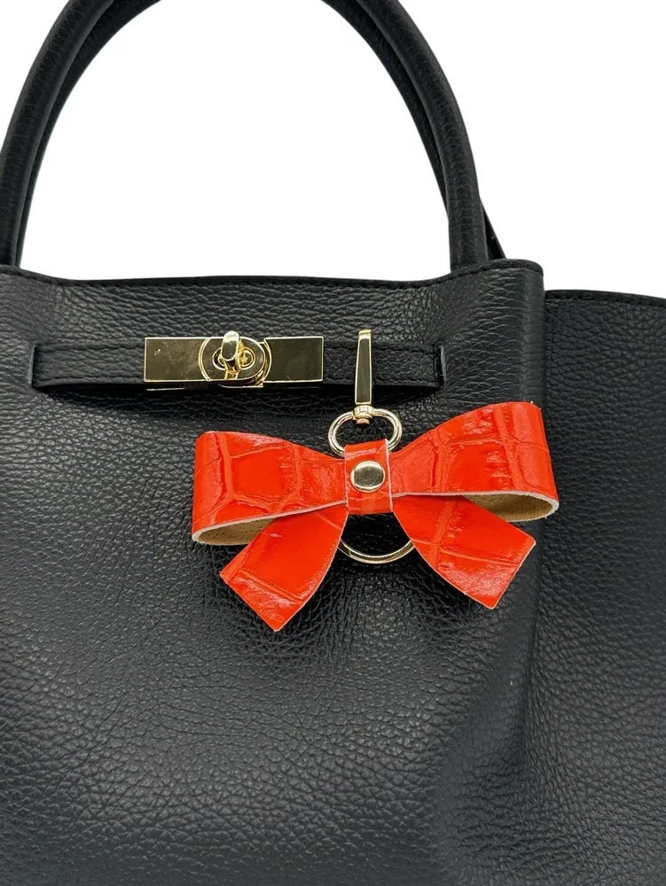 Porte-clés en cuir à motif crocodile FARFALA CROCO Orange fluo