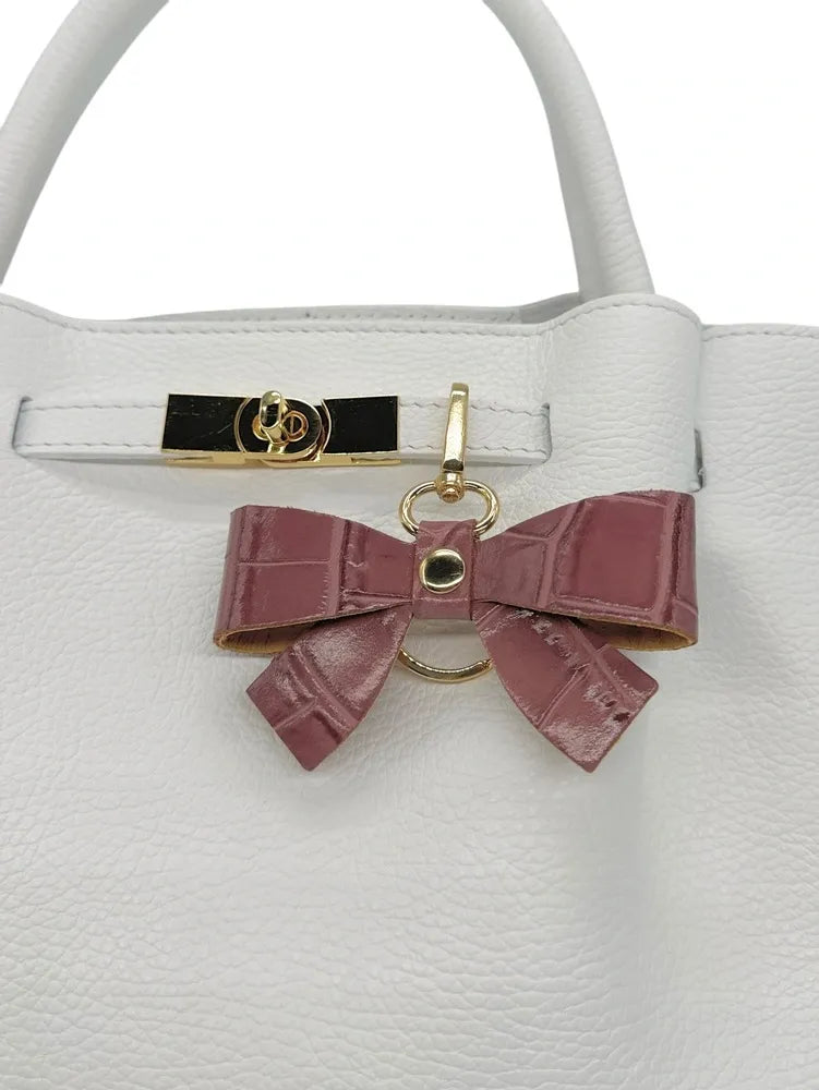 Porte-clés en cuir à motif crocodile FARFALA CROCO Rose blush