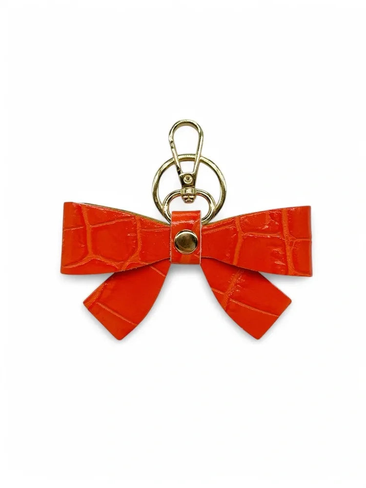 Porte-clés en cuir à motif crocodile FARFALA CROCO Orange fluo