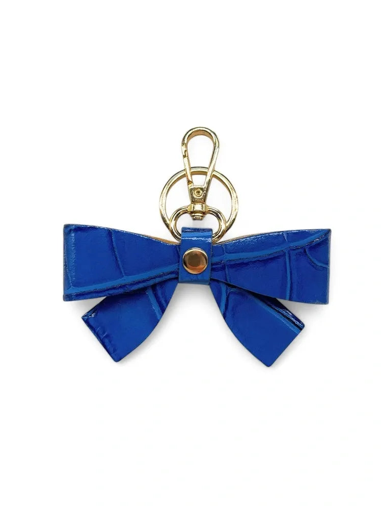Porte-clés en cuir à motif crocodile FARFALA CROCO Bleu roi