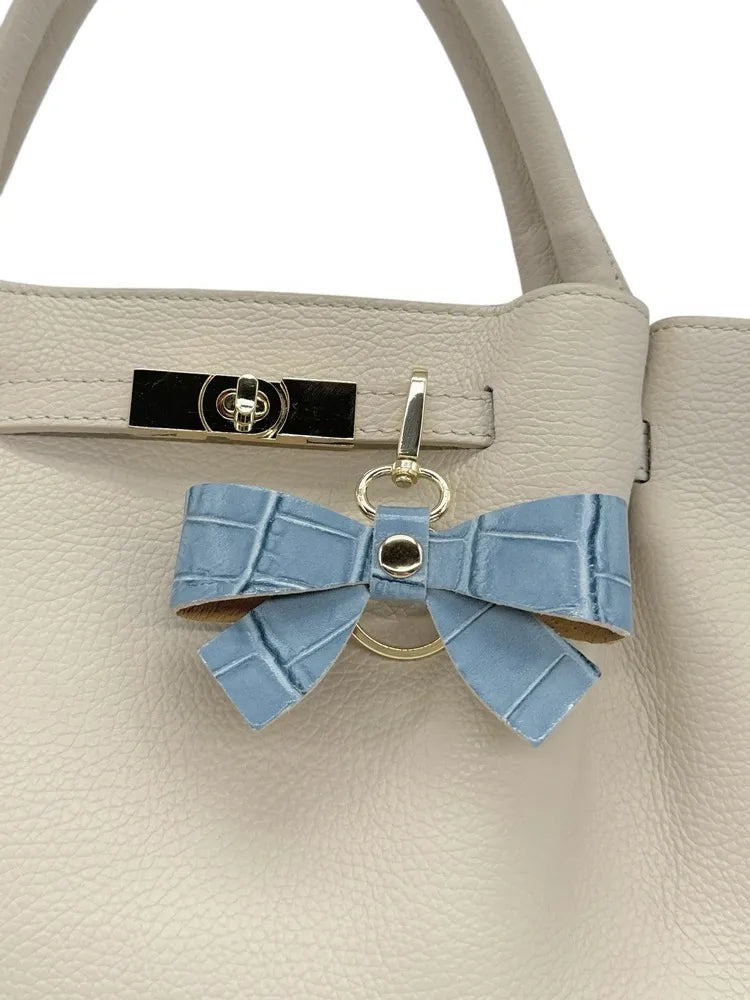 Porte-clés en cuir à motif crocodile FARFALA CROCO Bleu glacier