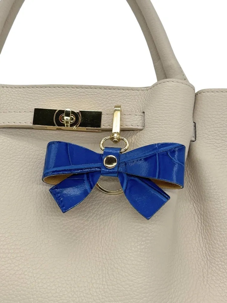 Porte-clés en cuir à motif crocodile FARFALA CROCO Bleu roi
