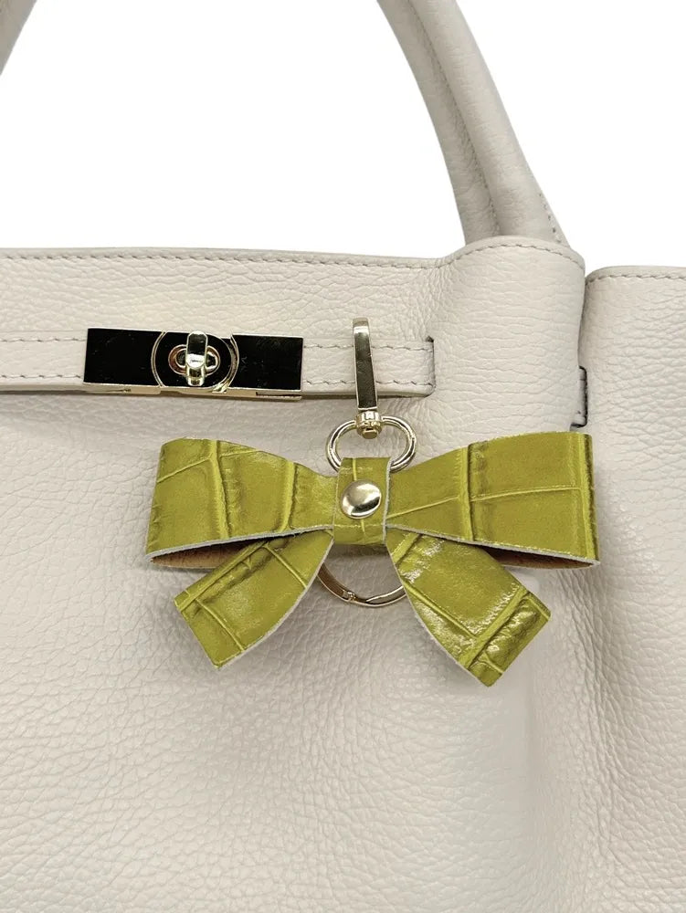 Porte-clés en cuir à motif crocodile FARFALA CROCO Vert anis