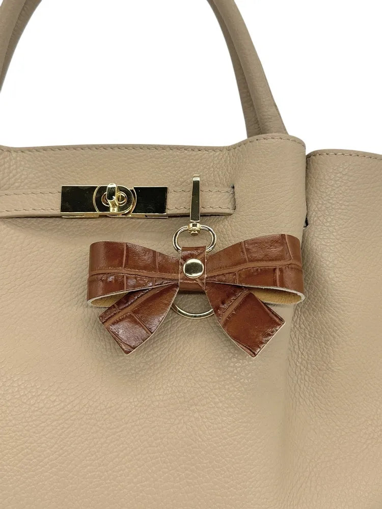 Porte-clés en cuir à motif crocodile FARFALA CROCO Cannelle