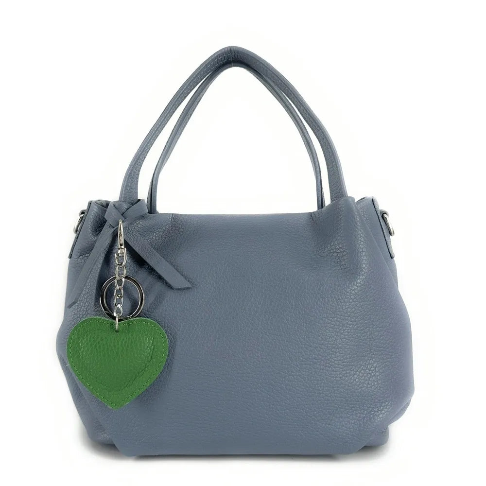 Porte-clés en cuir grainé COEUR SILVER Vert anglais
