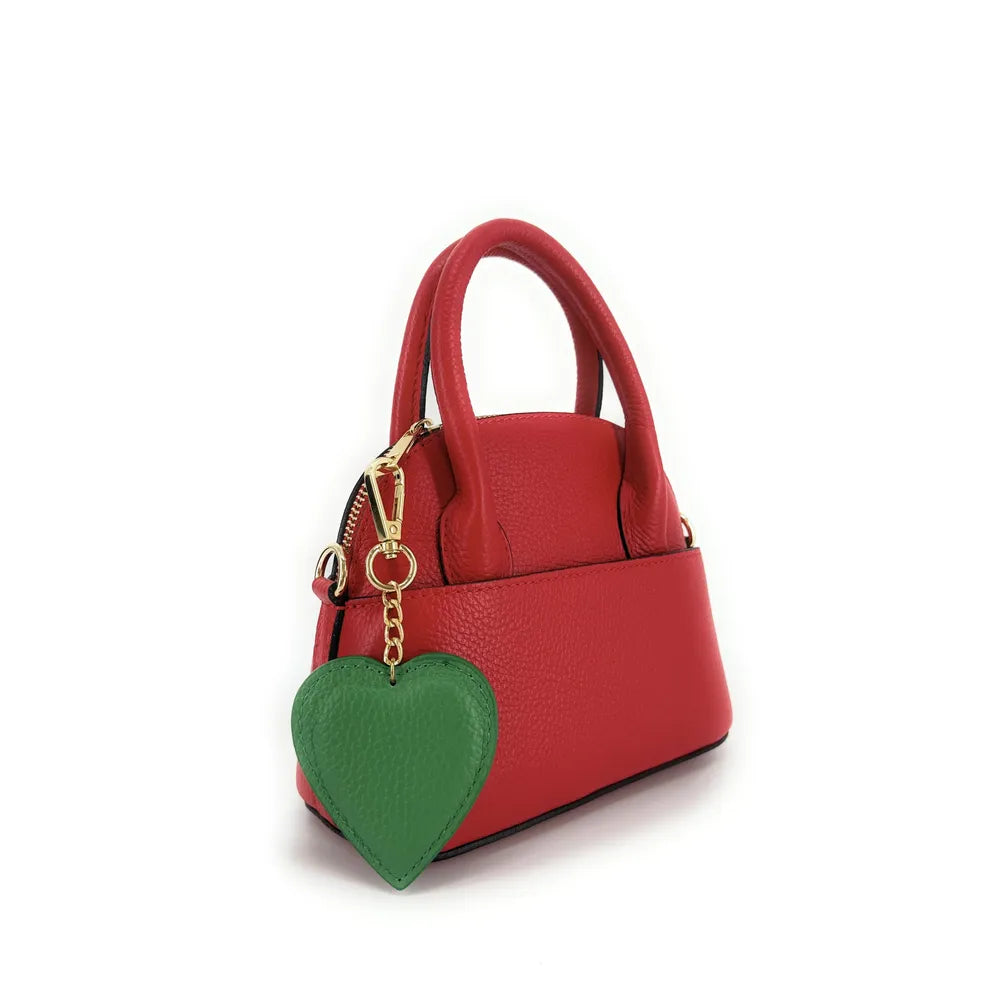 Porte-clés en cuir grainé COEUR Vert anglais