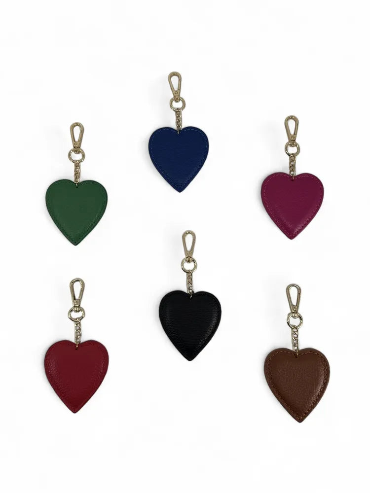 Porte-clés en cuir grainé COEUR Vert anglais