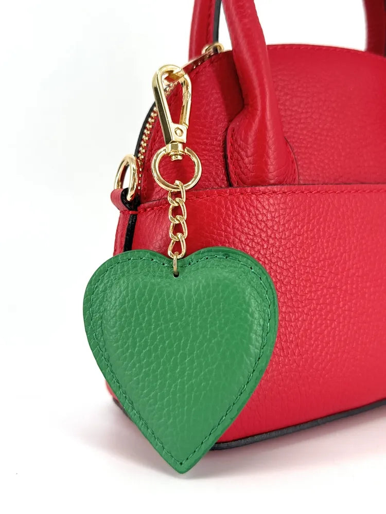 Porte-clés en cuir grainé COEUR Vert anglais