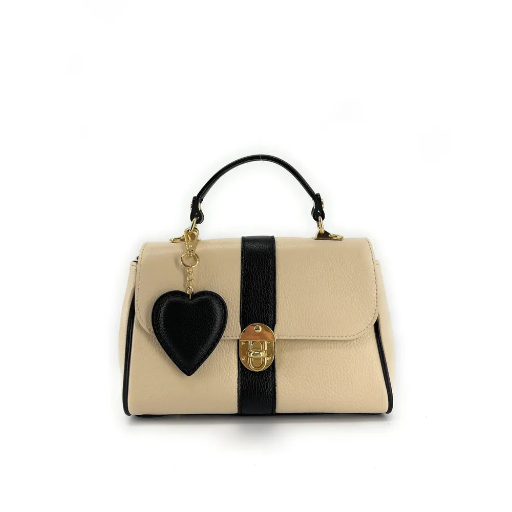 Porte-clés en cuir grainé COEUR Noir