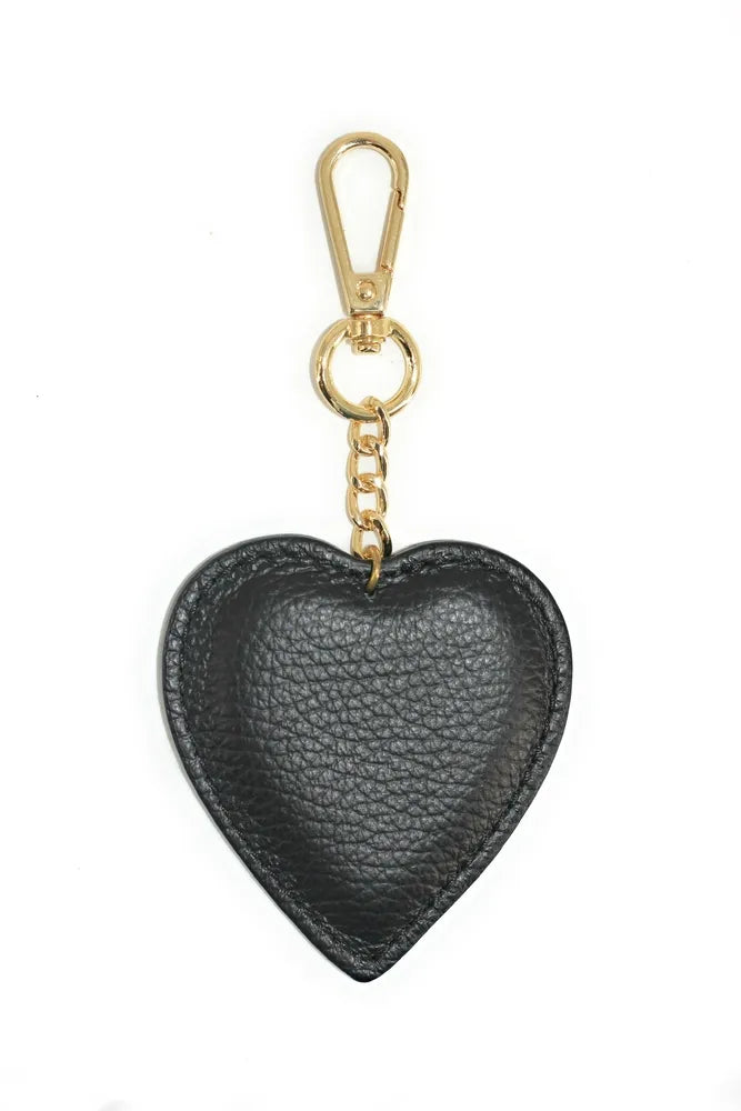 Porte-clés en cuir grainé COEUR Noir