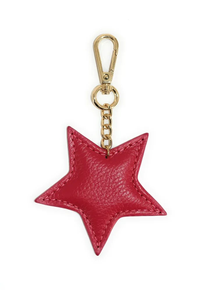 Porte-clés en cuir grainé ETOILE Rose fuchsia