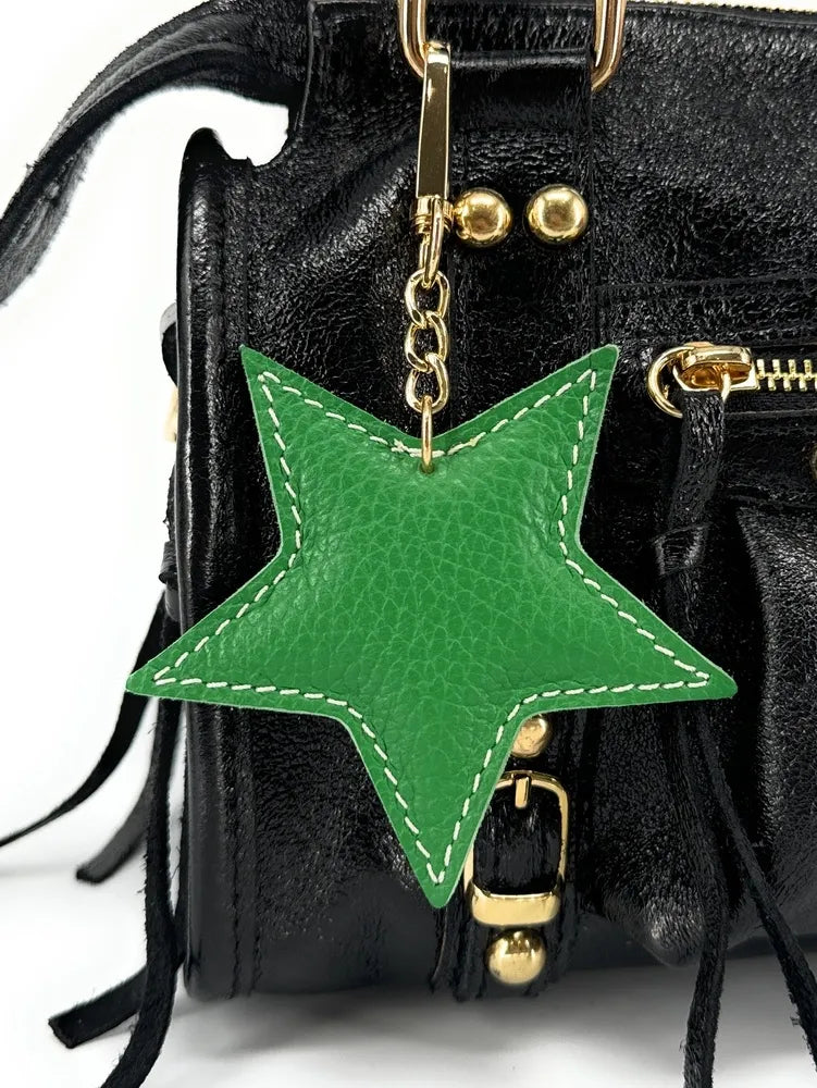 Porte-clés en cuir grainé ETOILE Vert anglais