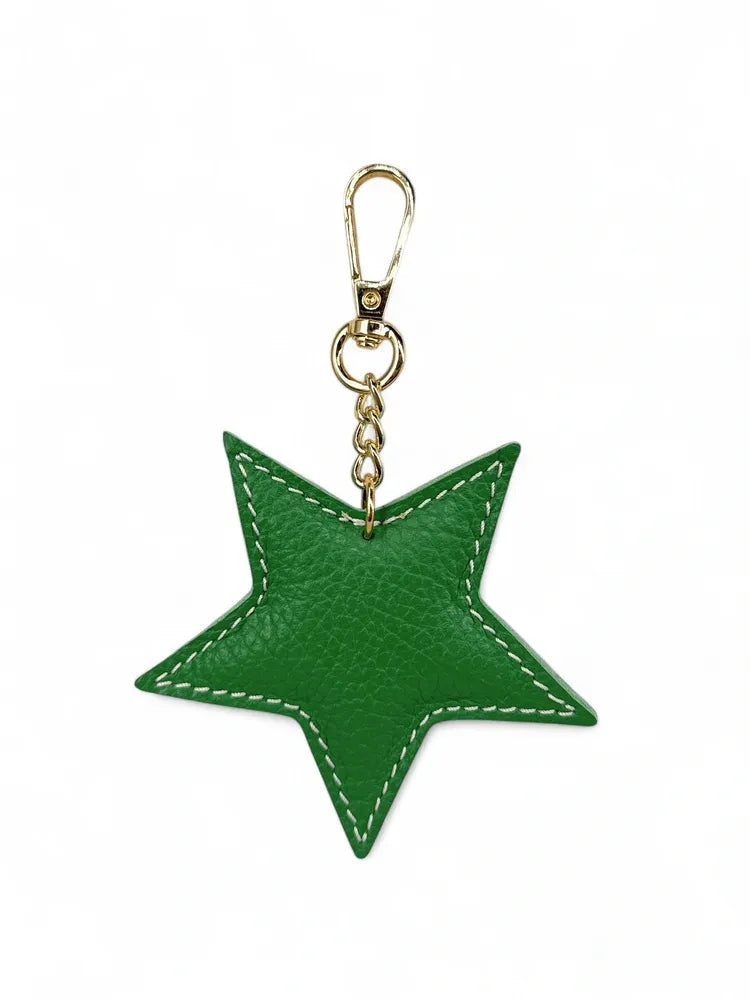 Porte-clés en cuir grainé ETOILE Vert anglais