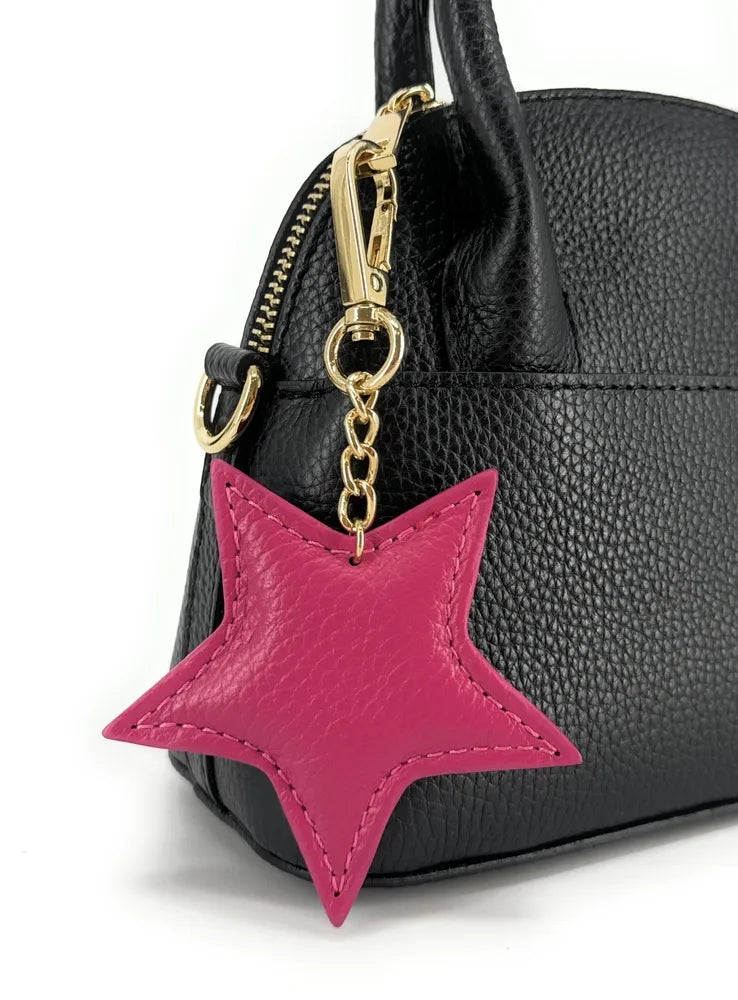 Porte-clés en cuir grainé ETOILE Rose fuchsia