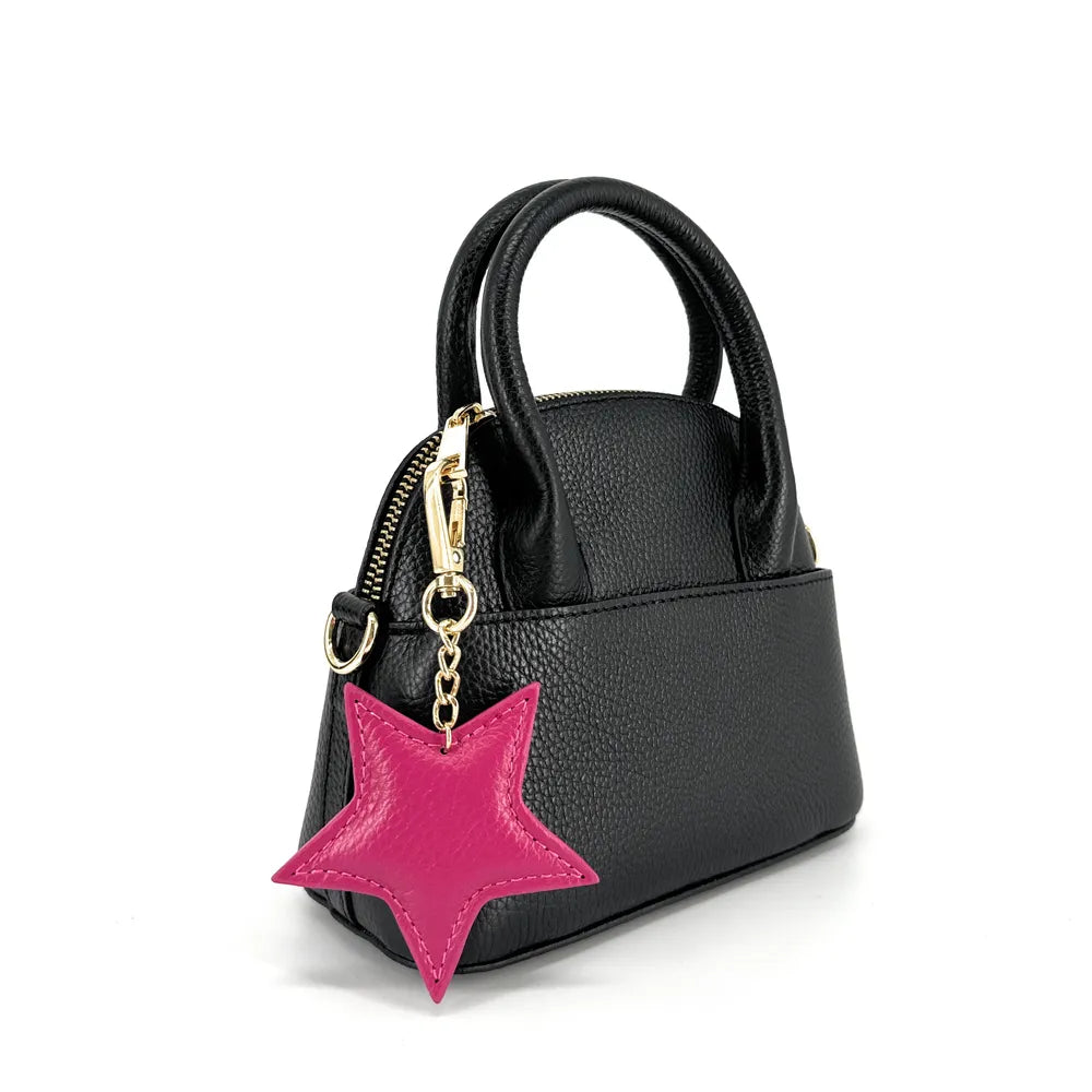 Porte-clés en cuir grainé ETOILE Rose fuchsia