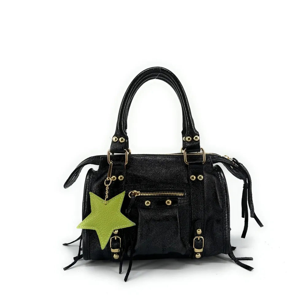 Porte-clés en cuir grainé ETOILE Vert anis