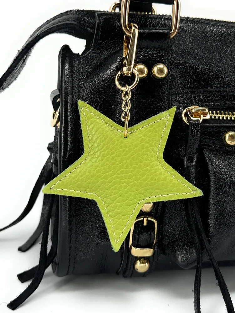 Porte-clés en cuir grainé ETOILE Vert anis