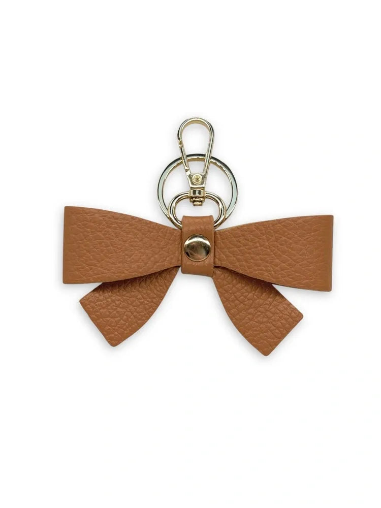 Porte-clés en cuir grainé FARFALA Camel foncé