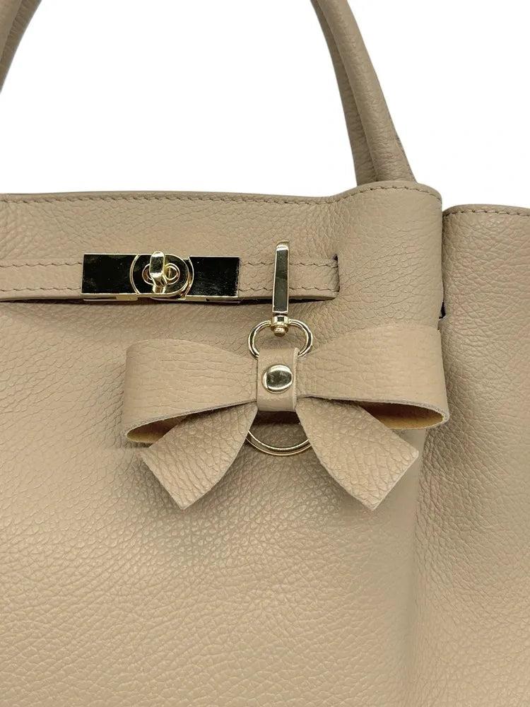 Porte-clés en cuir grainé FARFALA Taupe