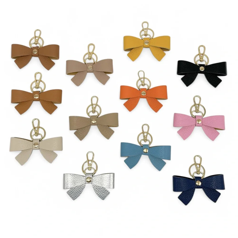 Porte-clés en cuir grainé FARFALA Camel foncé