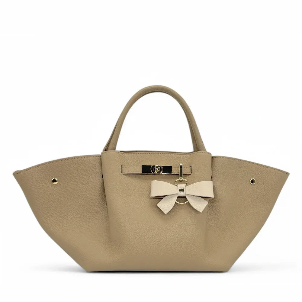 Porte-clés en cuir grainé FARFALA Beige crème