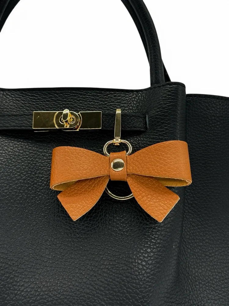 Porte-clés en cuir grainé FARFALA Camel foncé