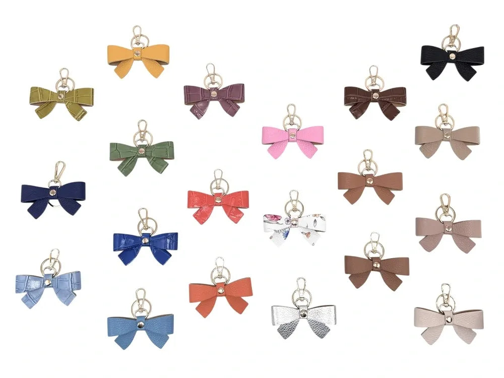 Porte-clés en cuir grainé FARFALA Flower blanc