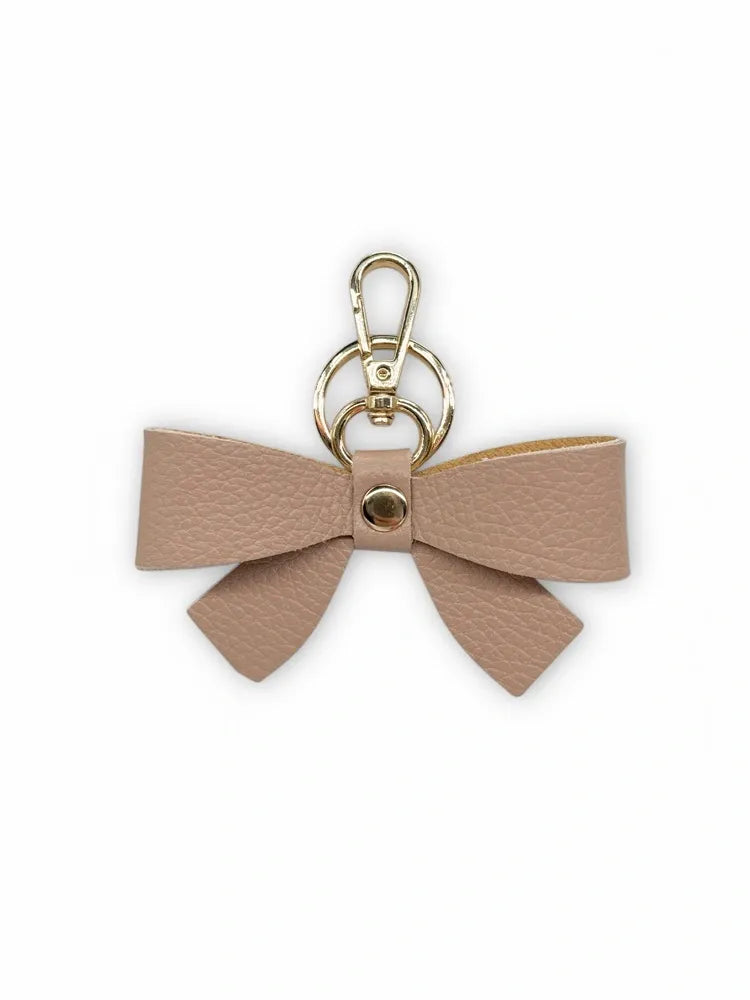 Porte-clés en cuir grainé FARFALA Rose nude