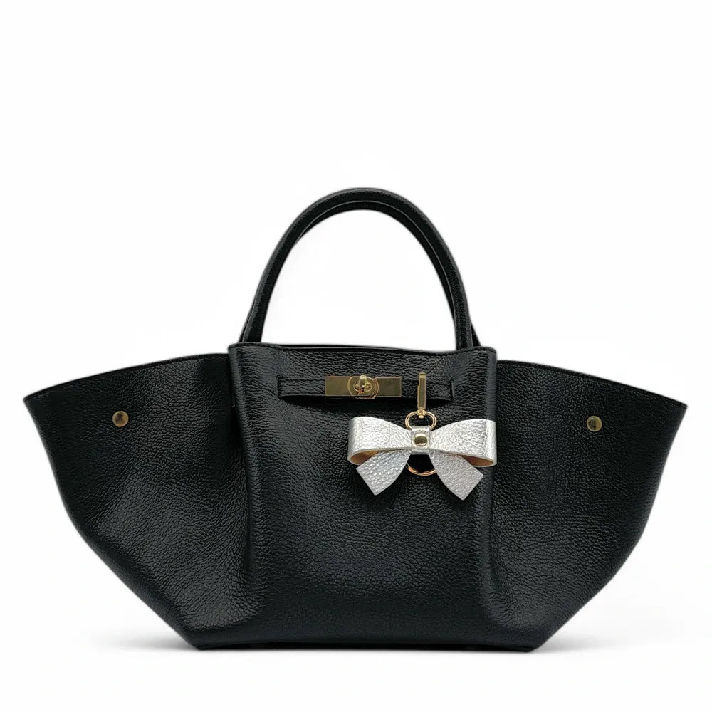 Porte-clés en cuir grainé FARFALA Argent moyen