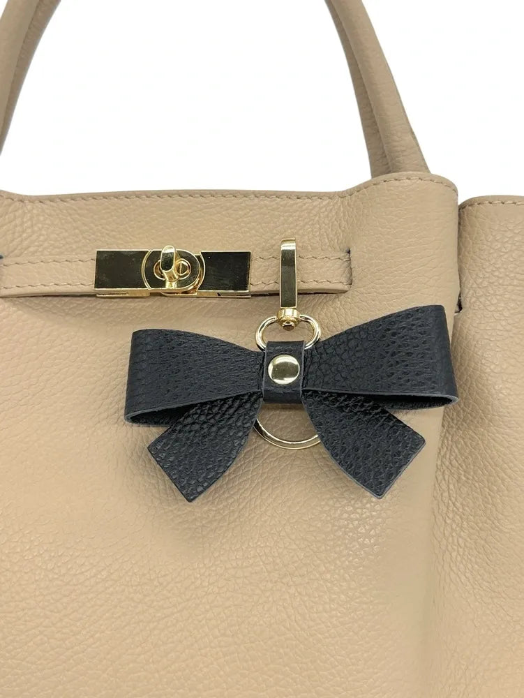 Porte-clés en cuir grainé FARFALA Noir