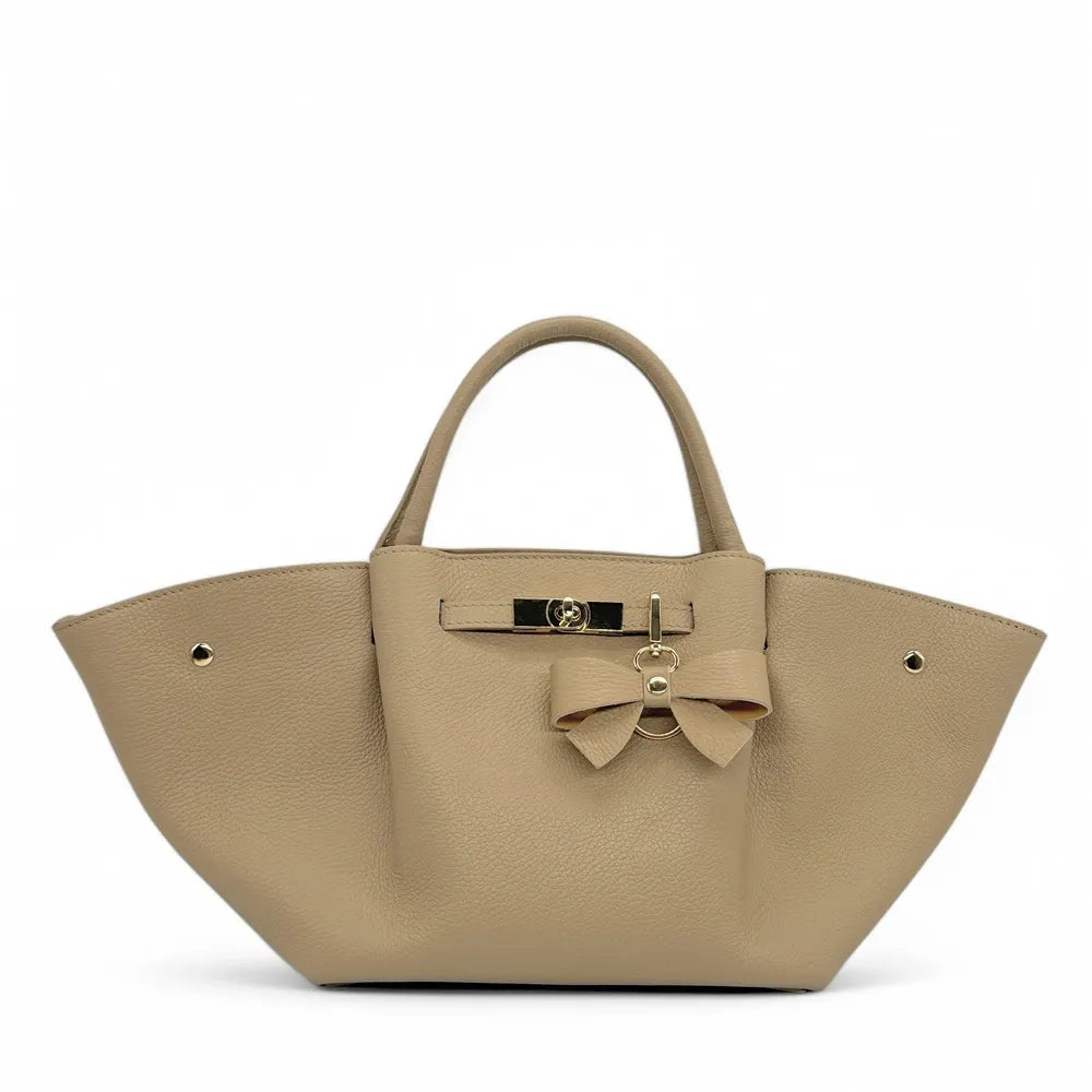 Porte-clés en cuir grainé FARFALA Taupe