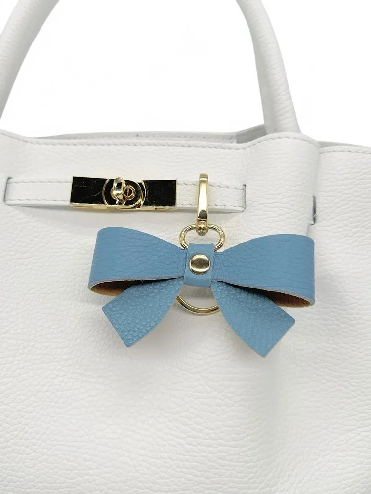 Porte-clés en cuir grainé FARFALA Bleu des mers du sud