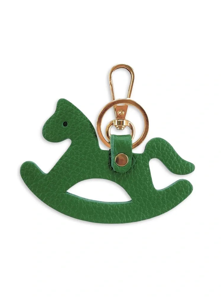Porte-clés en cuir grainé ROCKY PONY Vert anglais