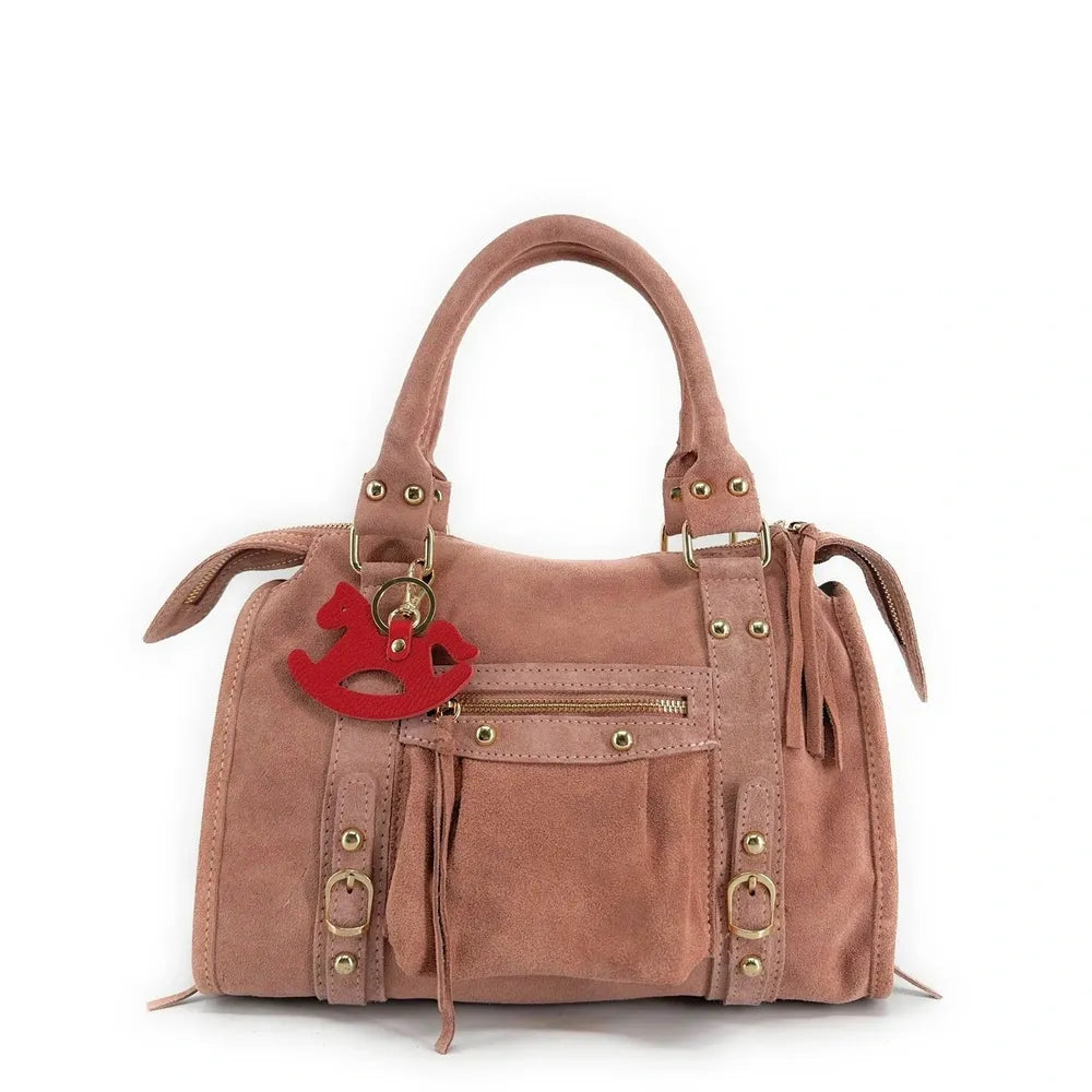 Porte-clés en cuir grainé ROCKY PONY Rouge garance