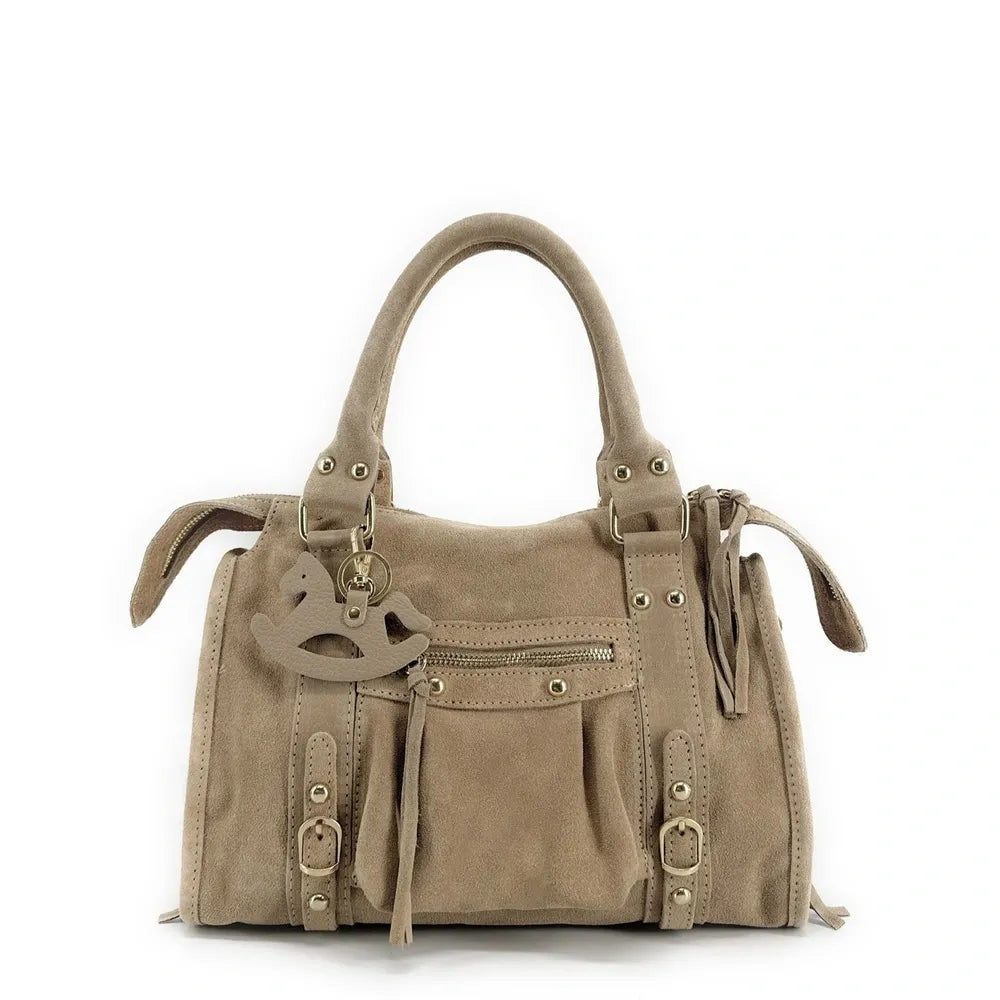 Porte-clés en cuir grainé ROCKY PONY Taupe