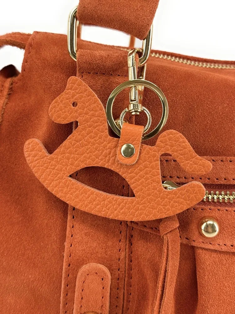 Porte-clés en cuir grainé ROCKY PONY Orange