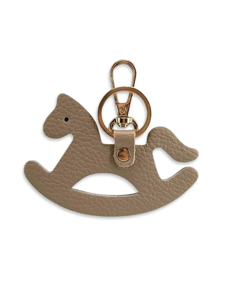 Porte-clés en cuir grainé ROCKY PONY Taupe