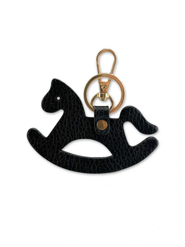 Porte-clés en cuir grainé ROCKY PONY Noir
