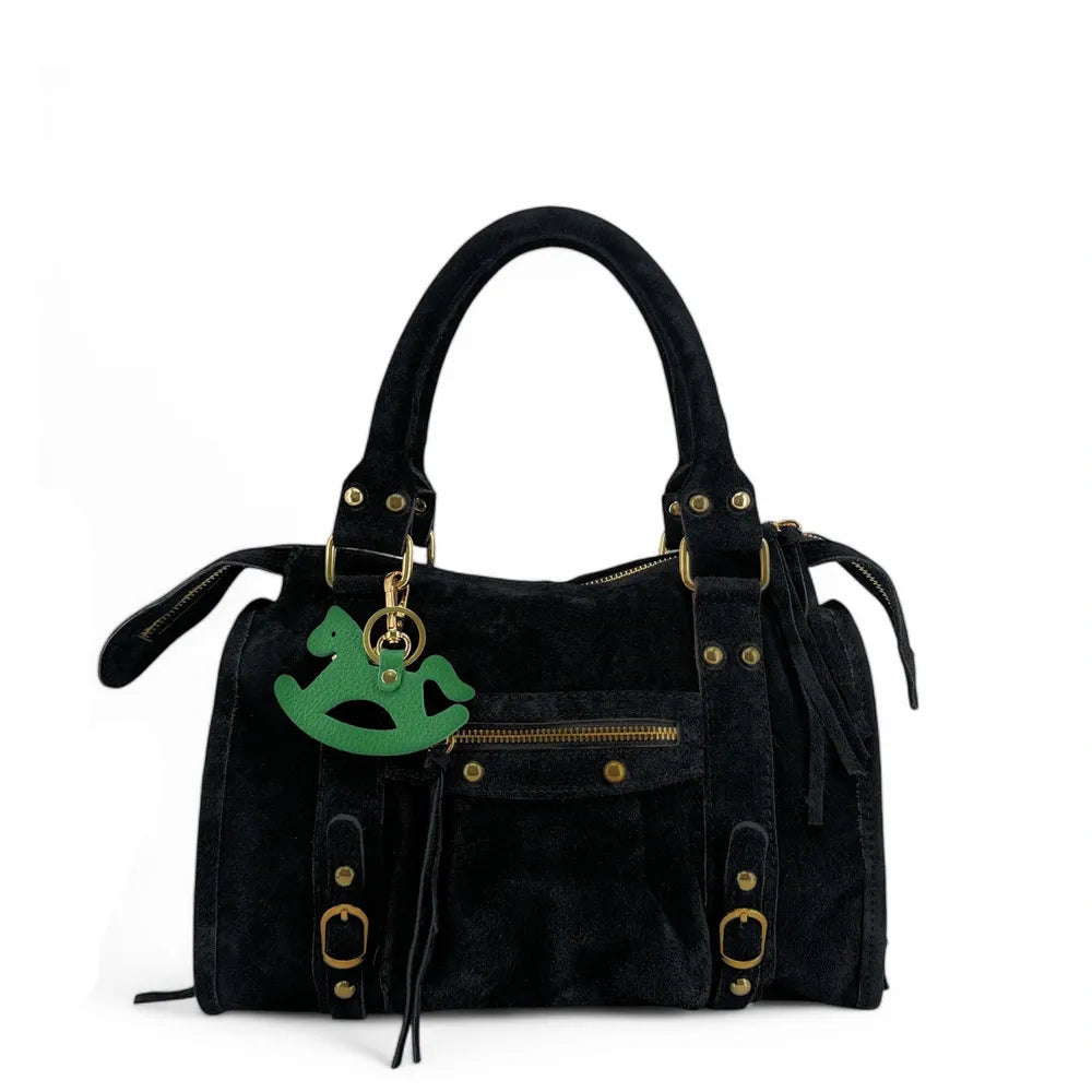Porte-clés en cuir grainé ROCKY PONY Vert anglais