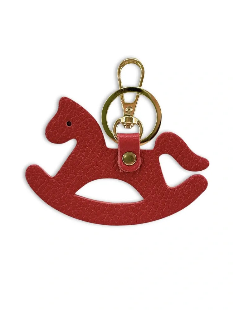Porte-clés en cuir grainé ROCKY PONY Rouge garance