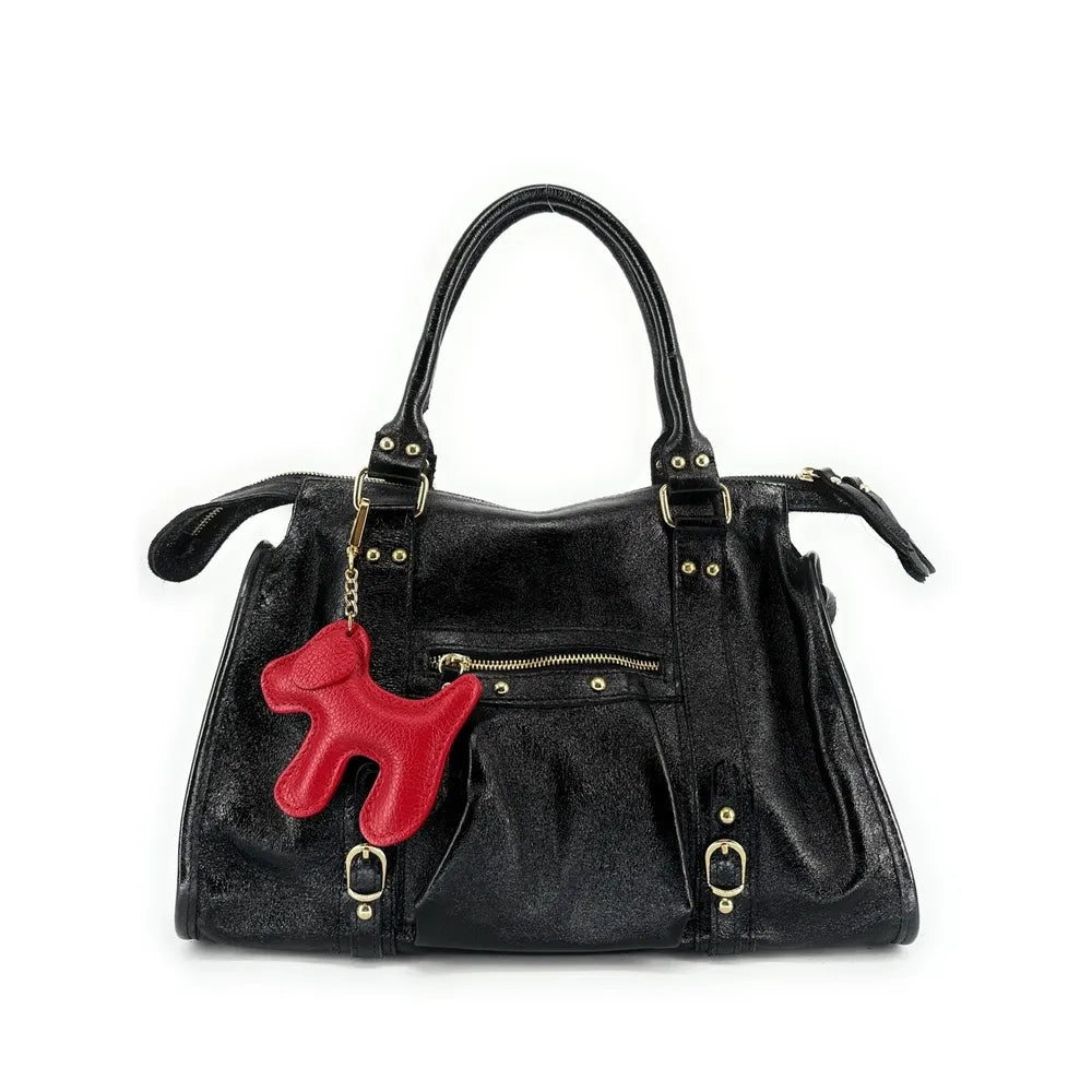 Porte-clés en cuir grainé WOUF Rouge intense