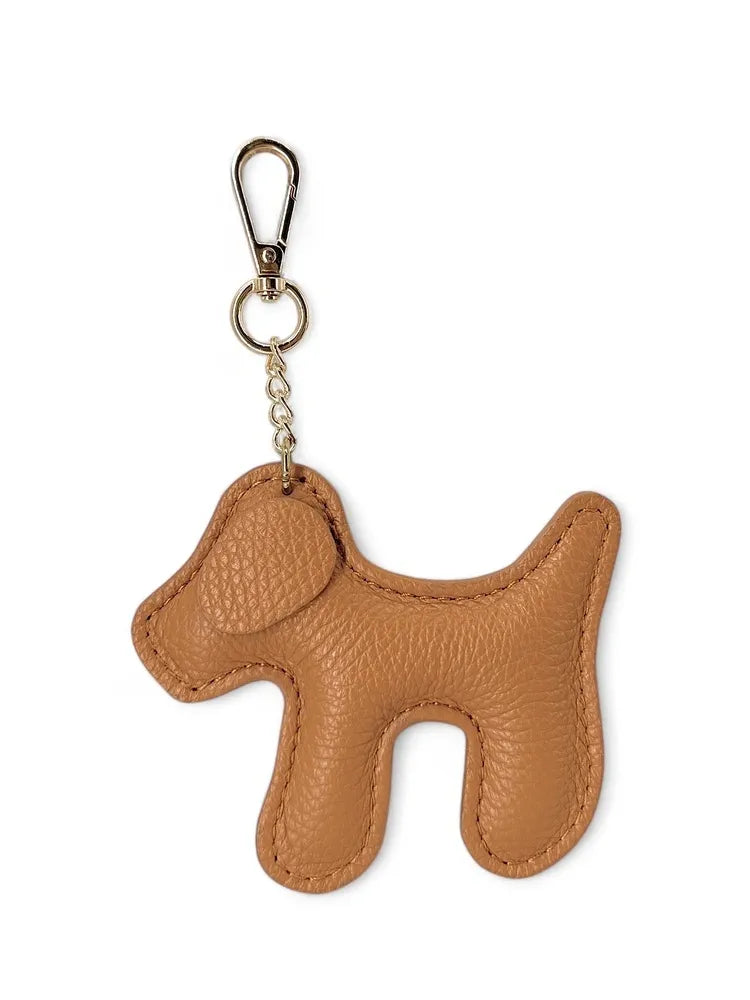 Porte-clés en cuir grainé WOUF Camel clair